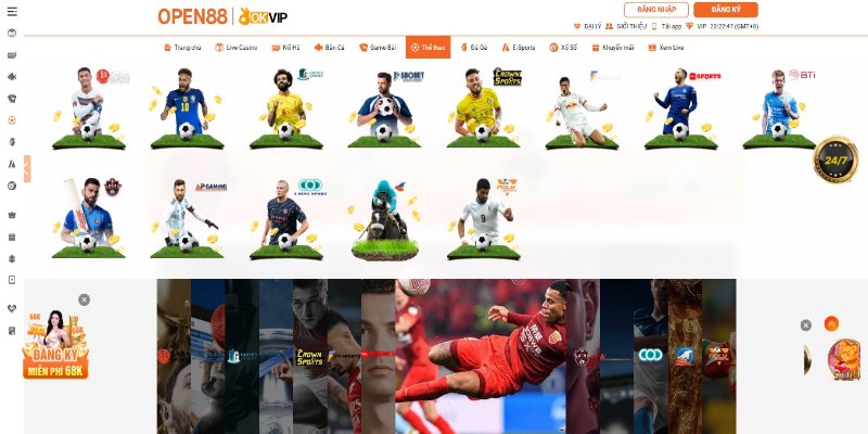 Sảnh thể thao OPEN88 được đầu tư mạnh mẽ